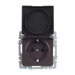 Розетка BRITE РСбш10-3-БрТБ 16А IP20 с заземл. защ. шторки с крышкой механизм бронза IEK BR-R16-16-K
