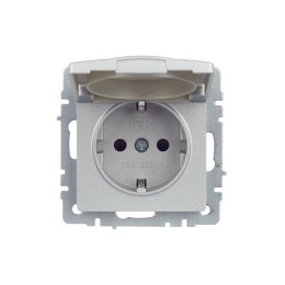 Розетка BRITE РСбш10-3-44-БрА 16А IP44 с заземл. защ. шторки с крышкой механизм алюм. IEK BR-R16-16-