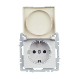 Розетка BRITE РСбш10-3-44-БрА 16А IP44 с заземл. защ. шторки с крышкой механизм алюм. IEK BR-R16-16-