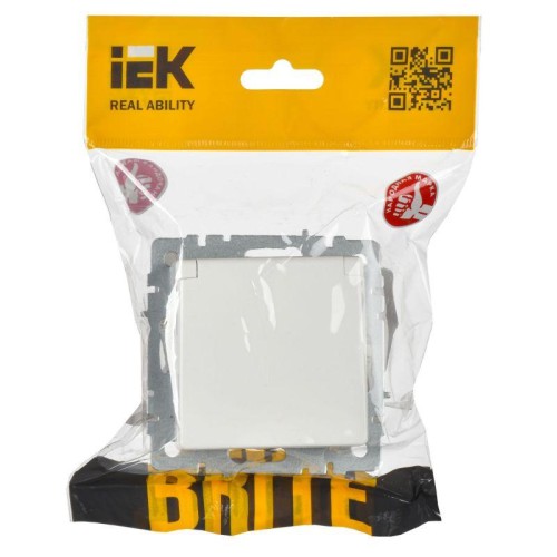 Розетка BRITE РСбш10-3-44-БрБ 16А IP44 с заземл. защ. шторки с крышкой механизм бел. IEK BR-R16-16-4
