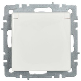 Розетка BRITE РСбш10-3-44-БрБ 16А IP44 с заземл. защ. шторки с крышкой механизм бел. IEK BR-R16-16-4