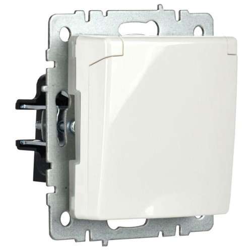 Розетка BRITE РСбш10-3-44-БрБ 16А IP44 с заземл. защ. шторки с крышкой механизм бел. IEK BR-R16-16-4