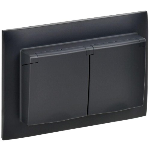 Розетка 2-м SKANDY 16А IP44 с крышкой в сборе SK-R12Bl черн. IEK SK-R26-16-44-K02-F