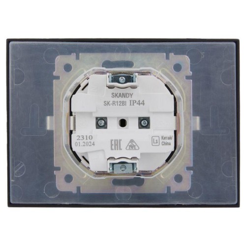 Розетка 2-м SKANDY 16А IP44 с крышкой в сборе SK-R12Bl черн. IEK SK-R26-16-44-K02-F