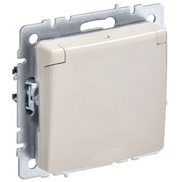 Розетка BRITE РСбш10-3-44-БрКр 16А IP44 с заземл. защ. шторки с крышкой механизм беж. IEK BR-R16-16-