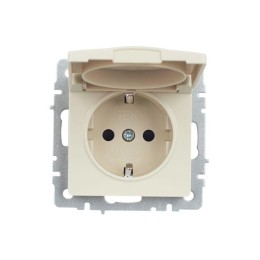 Розетка BRITE РСбш10-3-44-БрКр 16А IP44 с заземл. защ. шторки с крышкой механизм беж. IEK BR-R16-16-