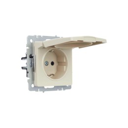 Розетка BRITE РСбш10-3-44-БрКр 16А IP44 с заземл. защ. шторки с крышкой механизм беж. IEK BR-R16-16-