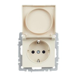 Розетка BRITE РСбш10-3-44-БрКр 16А IP44 с заземл. защ. шторки с крышкой механизм беж. IEK BR-R16-16-