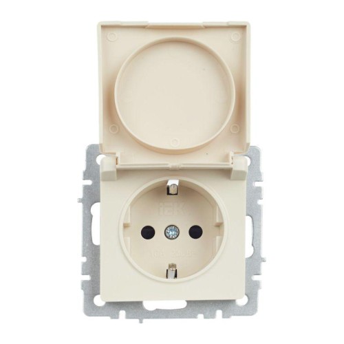 Розетка BRITE РСбш10-3-44-БрКр 16А IP44 с заземл. защ. шторки с крышкой механизм беж. IEK BR-R16-16-