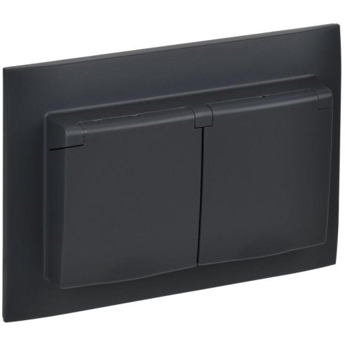Розетка 2-м SKANDY 16А IP44 с крышкой в сборе SK-R12G графит IEK SK-R26-16-44-K53-F