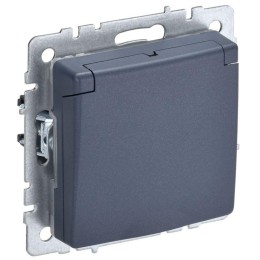 Розетка BRITE РСбш10-3-44-БрМ 16А IP44 с заземл. защ. шторки с крышкой механизм маренго IEK BR-R16-1