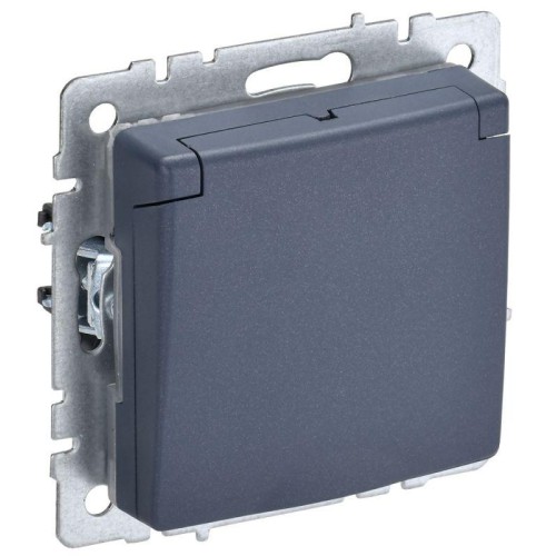Розетка BRITE РСбш10-3-44-БрМ 16А IP44 с заземл. защ. шторки с крышкой механизм маренго IEK BR-R16-1