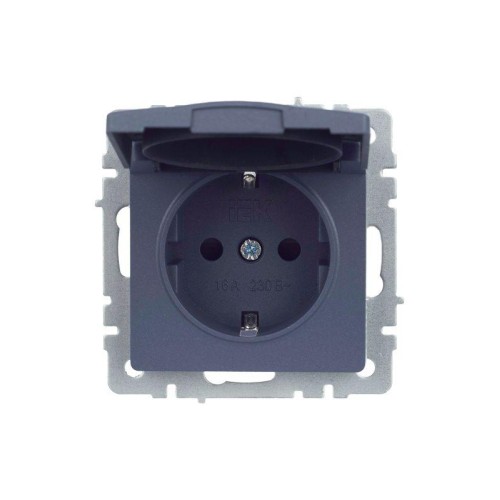 Розетка BRITE РСбш10-3-44-БрМ 16А IP44 с заземл. защ. шторки с крышкой механизм маренго IEK BR-R16-1