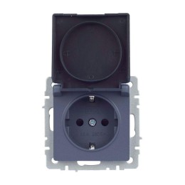 Розетка BRITE РСбш10-3-44-БрМ 16А IP44 с заземл. защ. шторки с крышкой механизм маренго IEK BR-R16-1