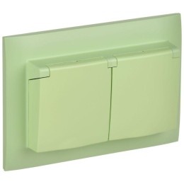 Розетка 2-м SKANDY 16А IP44 с крышкой в сборе SK-R12G мятный IEK SK-R26-16-44-K06-F