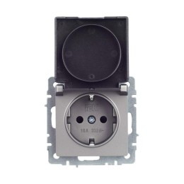 Розетка BRITE РСбш10-3-44-БрС 16А IP44 с заземл. защ. шторки с крышкой механизм сталь IEK BR-R16-16-