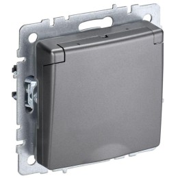 Розетка BRITE РСбш10-3-44-БрС 16А IP44 с заземл. защ. шторки с крышкой механизм сталь IEK BR-R16-16-