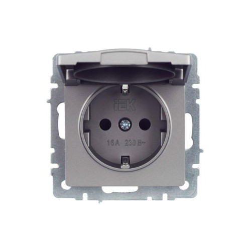 Розетка BRITE РСбш10-3-44-БрС 16А IP44 с заземл. защ. шторки с крышкой механизм сталь IEK BR-R16-16-