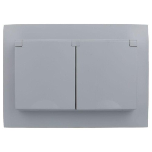 Розетка 2-м SKANDY 16А IP44 с крышкой в сборе SK-R12Gr сер. IEK SK-R26-16-44-K03-F