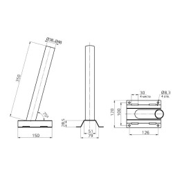 Кронштейн 122х150х400мм d48мм для уличных светильников на столб под бандажную ленту GAUSS 903265502