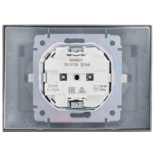 Розетка 2-м SKANDY 16А IP44 с крышкой в сборе SK-R12N никель IEK SK-R26-16-44-K50-F