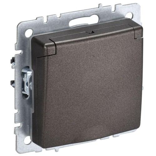 Розетка BRITE РСбш10-3-44-БрТБ 16А IP44 с заземл. защ. шторки с крышкой механизм бронза IEK BR-R16-1