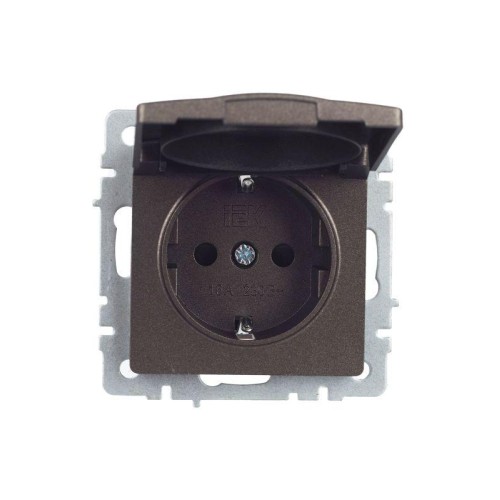 Розетка BRITE РСбш10-3-44-БрТБ 16А IP44 с заземл. защ. шторки с крышкой механизм бронза IEK BR-R16-1