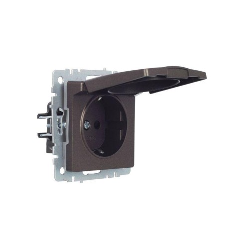 Розетка BRITE РСбш10-3-44-БрТБ 16А IP44 с заземл. защ. шторки с крышкой механизм бронза IEK BR-R16-1