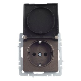 Розетка BRITE РСбш10-3-44-БрТБ 16А IP44 с заземл. защ. шторки с крышкой механизм бронза IEK BR-R16-1