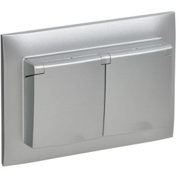 Розетка 2-м SKANDY 16А IP44 с крышкой в сборе SK-R12S серебр. IEK SK-R26-16-44-K23-F