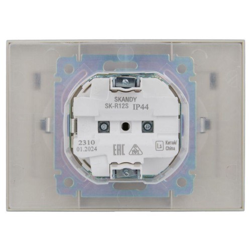 Розетка 2-м SKANDY 16А IP44 с крышкой в сборе SK-R12S серебр. IEK SK-R26-16-44-K23-F