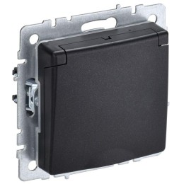 Розетка BRITE РСбш10-3-44-БрЧ 16А IP44 с заземл. защ. шторки с крышкой механизм черн. IEK BR-R16-16-