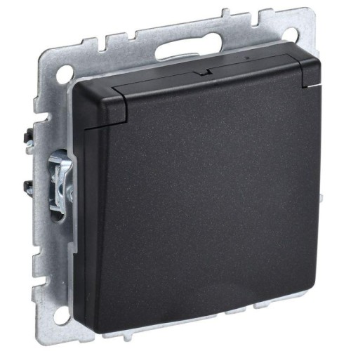 Розетка BRITE РСбш10-3-44-БрЧ 16А IP44 с заземл. защ. шторки с крышкой механизм черн. IEK BR-R16-16-