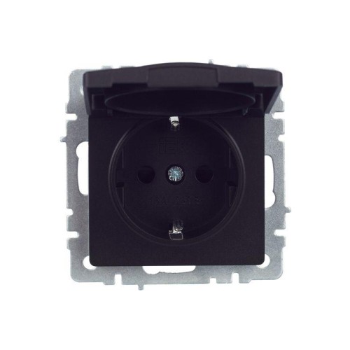 Розетка BRITE РСбш10-3-44-БрЧ 16А IP44 с заземл. защ. шторки с крышкой механизм черн. IEK BR-R16-16-