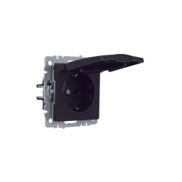 Розетка BRITE РСбш10-3-44-БрЧ 16А IP44 с заземл. защ. шторки с крышкой механизм черн. IEK BR-R16-16-
