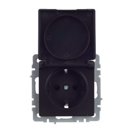 Розетка BRITE РСбш10-3-44-БрЧ 16А IP44 с заземл. защ. шторки с крышкой механизм черн. IEK BR-R16-16-