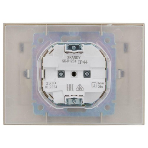 Розетка 2-м SKANDY 16А IP44 с крышкой в сборе SK-R12Sa песочн. IEK SK-R26-16-44-K98-F