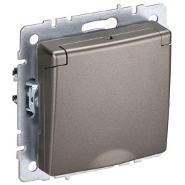 Розетка BRITE РСбш10-3-44-БрШ 16А IP44 с заземл. защ. шторки с крышкой механизм шампань IEK BR-R16-1