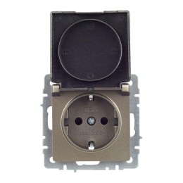 Розетка BRITE РСбш10-3-44-БрШ 16А IP44 с заземл. защ. шторки с крышкой механизм шампань IEK BR-R16-1