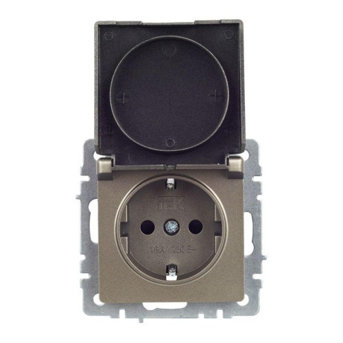 Розетка BRITE РСбш10-3-44-БрШ 16А IP44 с заземл. защ. шторки с крышкой механизм шампань IEK BR-R16-1