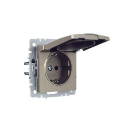 Розетка BRITE РСбш10-3-44-БрШ 16А IP44 с заземл. защ. шторки с крышкой механизм шампань IEK BR-R16-1