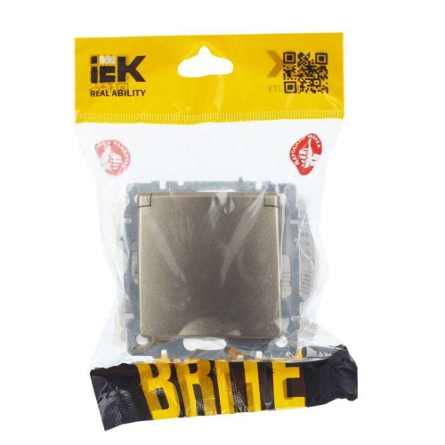 Розетка BRITE РСбш10-3-44-БрШ 16А IP44 с заземл. защ. шторки с крышкой механизм шампань IEK BR-R16-1