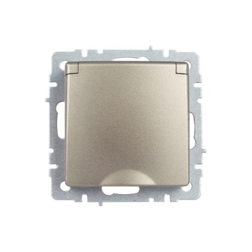 Розетка BRITE РСбш10-3-44-БрШ 16А IP44 с заземл. защ. шторки с крышкой механизм шампань IEK BR-R16-1
