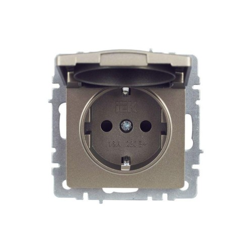 Розетка BRITE РСбш10-3-44-БрШ 16А IP44 с заземл. защ. шторки с крышкой механизм шампань IEK BR-R16-1