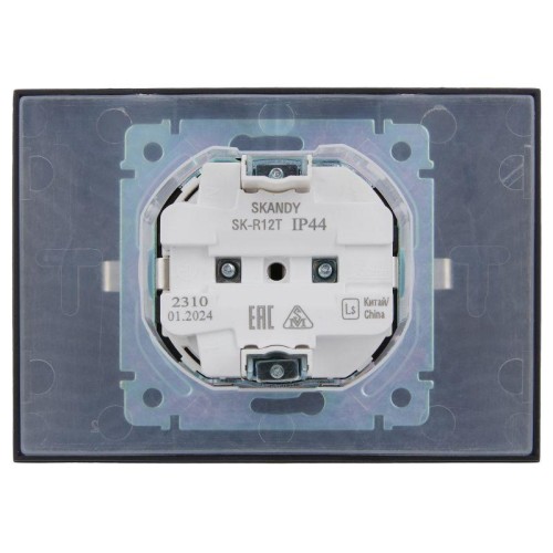 Розетка 2-м SKANDY 16А IP44 с крышкой в сборе SK-R12T титан IEK SK-R26-16-44-K48-F