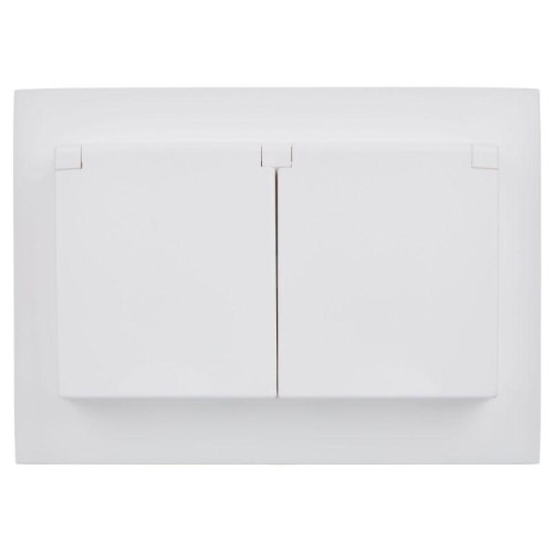 Розетка 2-м SKANDY 16А IP44 с крышкой в сборе SK-R12W арктич. бел. IEK SK-R26-16-44-K01-F