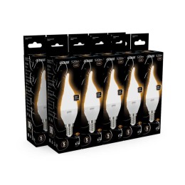 Лампа светодиодная Black 6.5Вт свеча на ветру 3000К тепл. бел. E14 520лм GAUSS 104101107