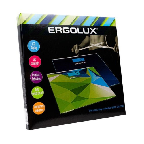 Весы напольные ELX-SB03-C45 до 180кг LED подсветка абстракция син. Ergolux 13434