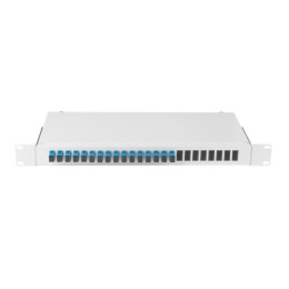 Кросс оптический 19дюйм 1U 16 портов SC/UPC(16 одинарных SC/UPC адаптеров) SM 9/125 OS2 стальной сер