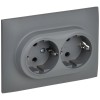 Розетка 2-м SKANDY 16А с заземл. защ. шторки в сборе SK-R07Gr сер. IEK SK-R24-16-K03-F